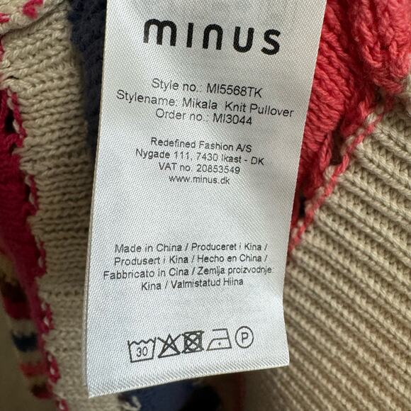 Minus Women's Mikala Long Sleeve Knit Pullover Long Sleeve Stripe Multi Relax XL - Picture 11 of 12